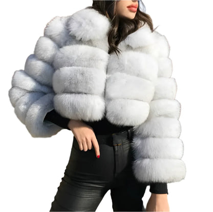 DANIELLA Faux Fur Jacket With Fur Collar