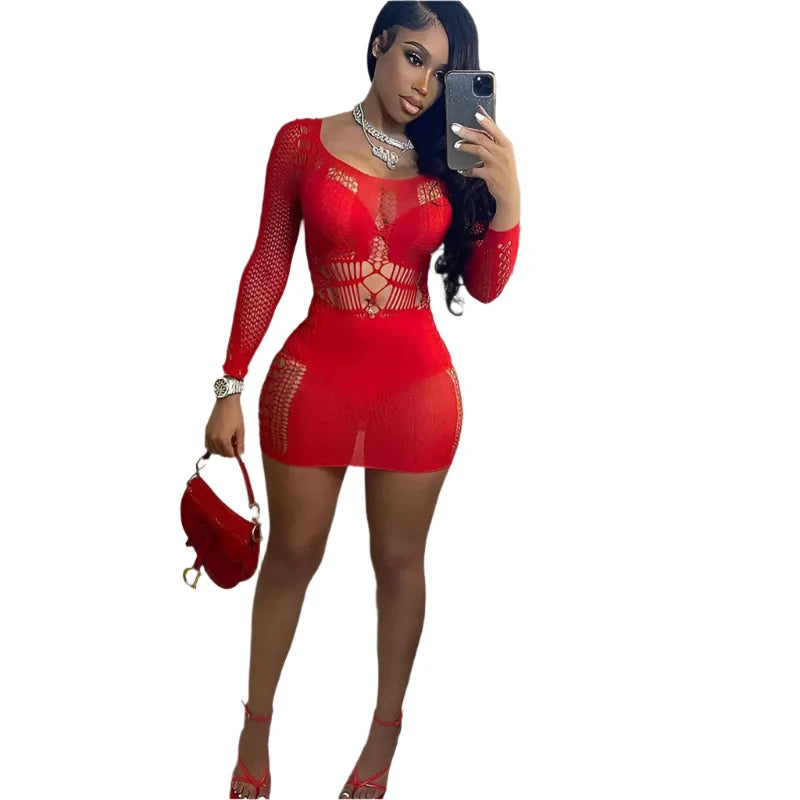 TATIANA Mesh Cutout Mini Dress