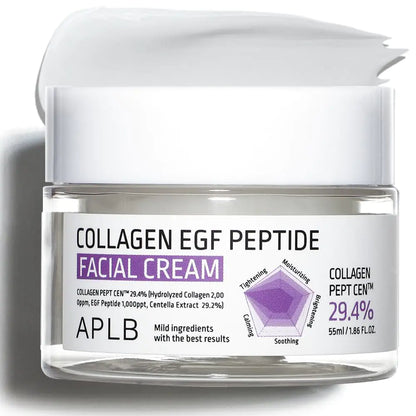 APLB Collagen EGF Peptide Facial Cream | COLLAGEN PEPT CEN™ 29.4% 1.86 FL.OZ/Korean Skincare Elasticity care Deep hydration Revitalize for gentle and improve skin texture