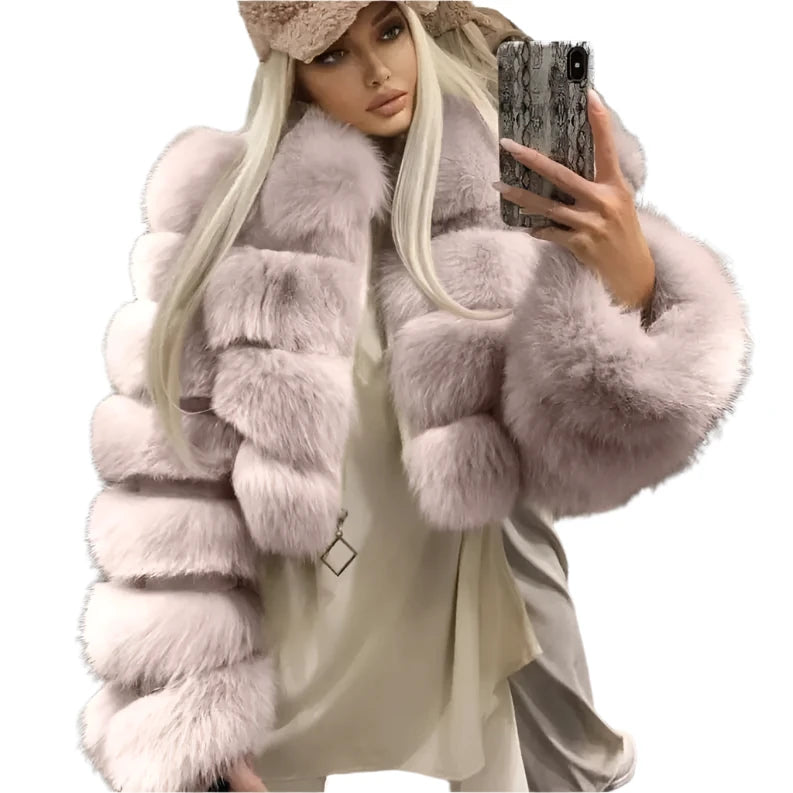 DANIELLA Faux Fur Jacket With Fur Collar