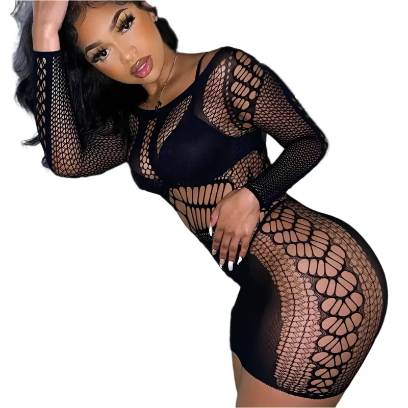 TATIANA Mesh Cutout Mini Dress